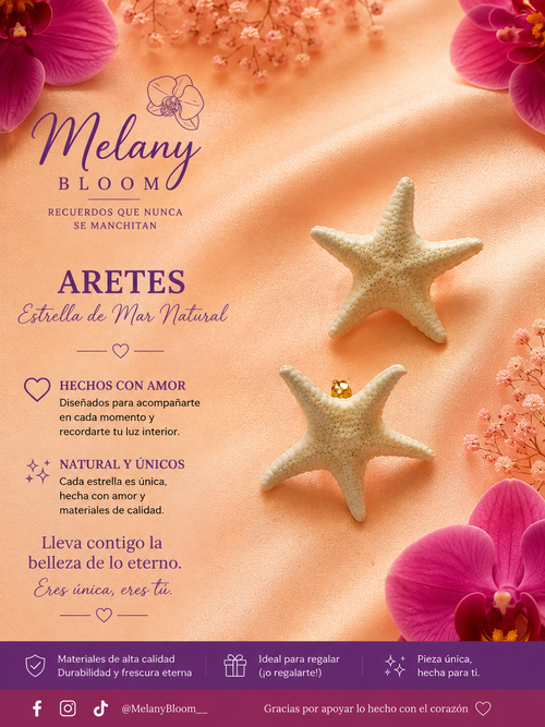 Aretes de estrella de mar natural